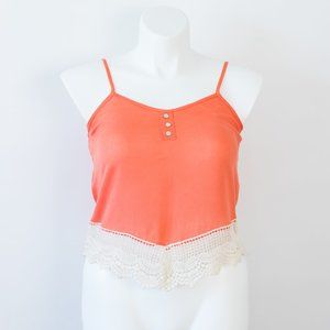 Coral Lace Crop Tank Top